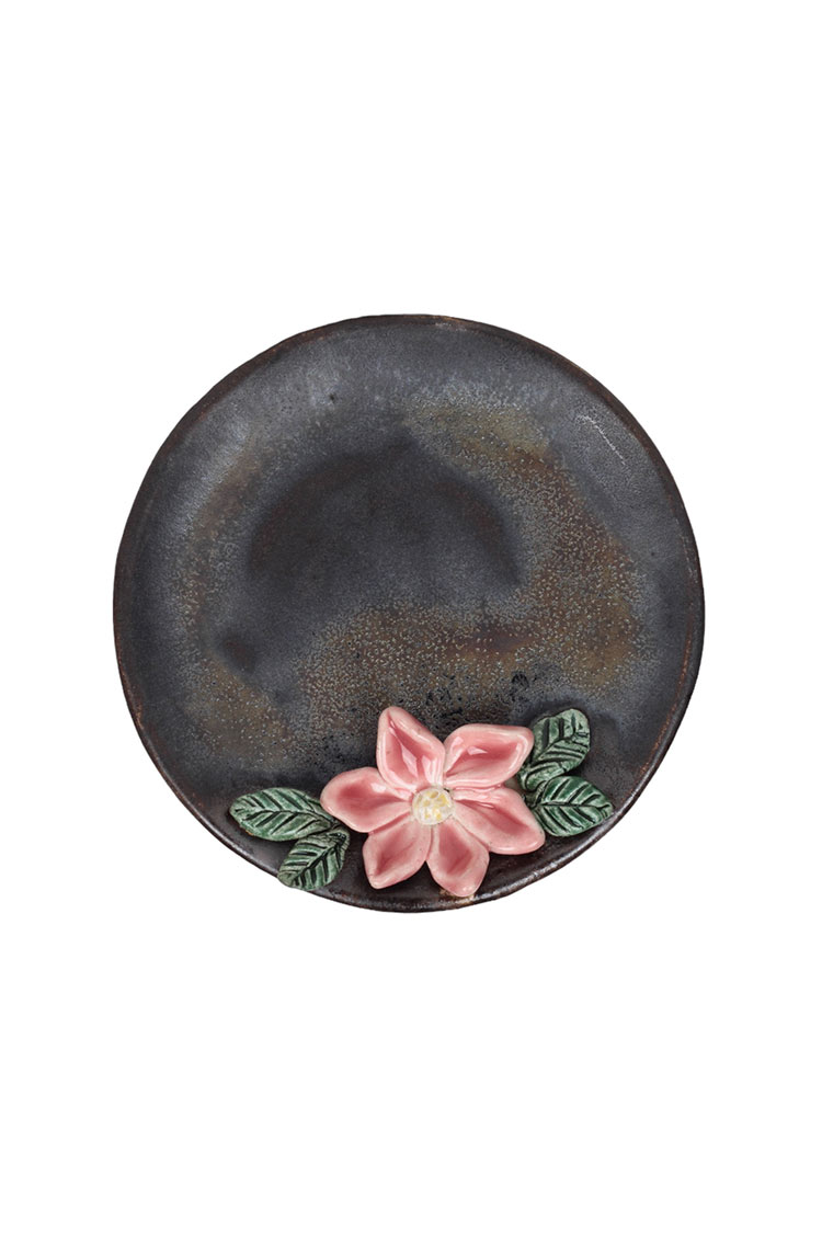 Pembe Çiçekli Oksit Renk Tabak ( 12 cm ) - Thumbnail