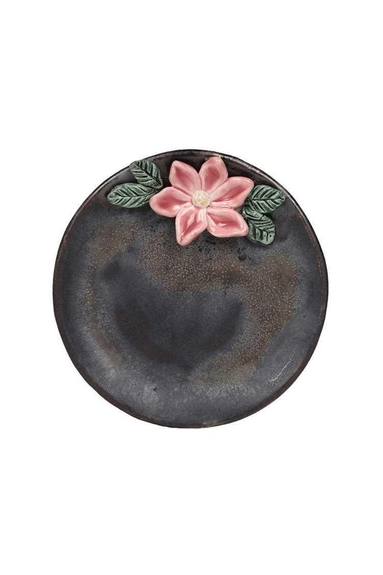 Pembe Çiçekli Oksit Renk Tabak ( 12 cm ) - Thumbnail
